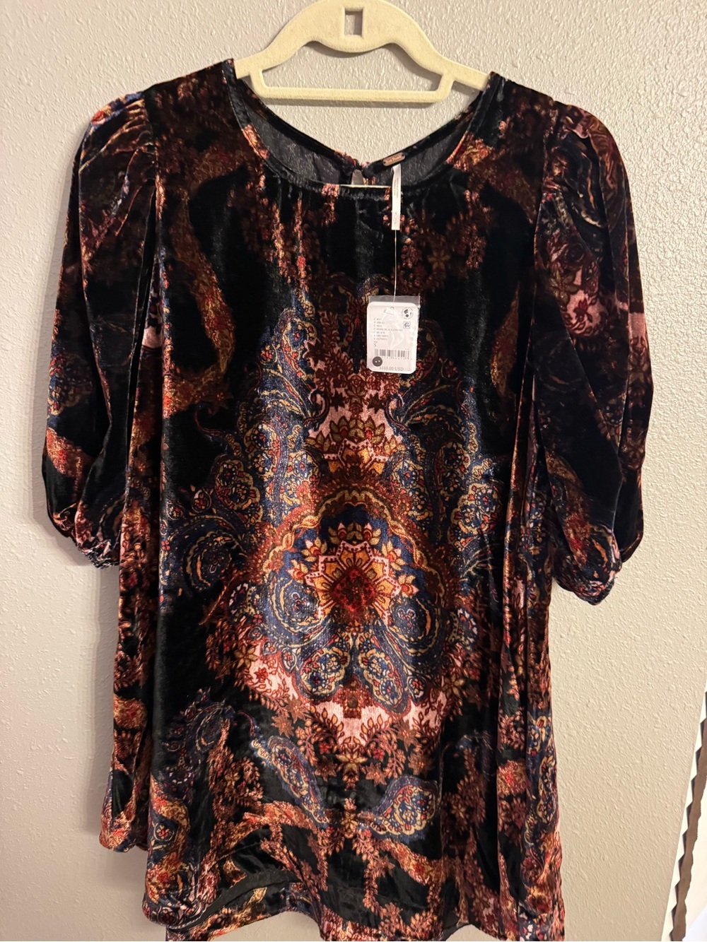 Velvet Paisley - Black Multi Ladies Dress by Free People Size Small